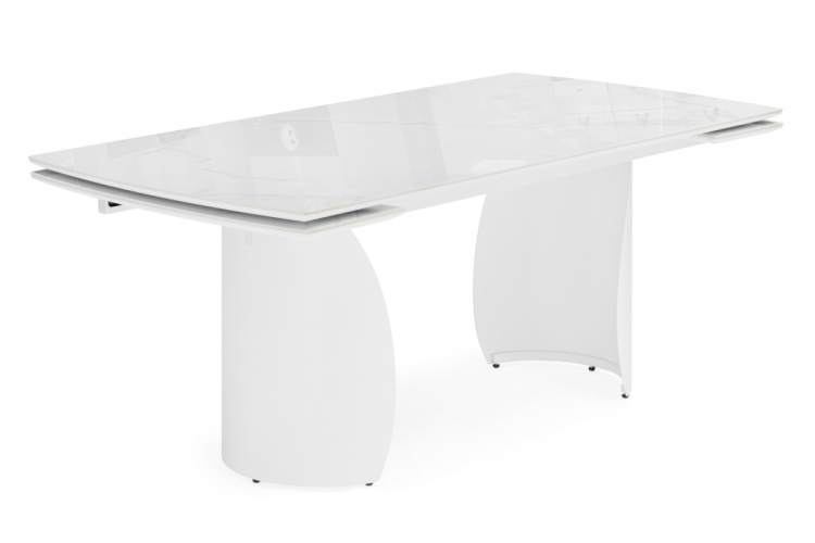 Керамический стол Готланд 180(240)x90 statuario titan gloss / белый