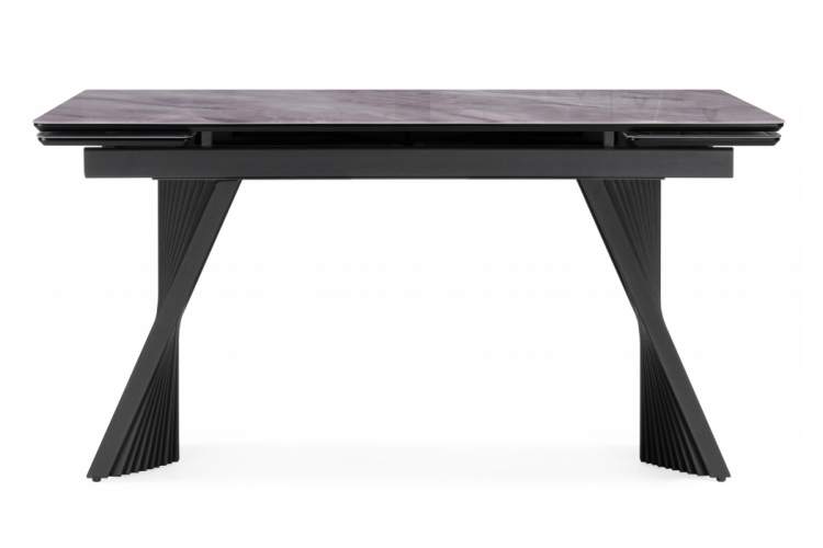 Стол стеклянный Вейв 140(200)х80 кристл серый мрамор / черный-8