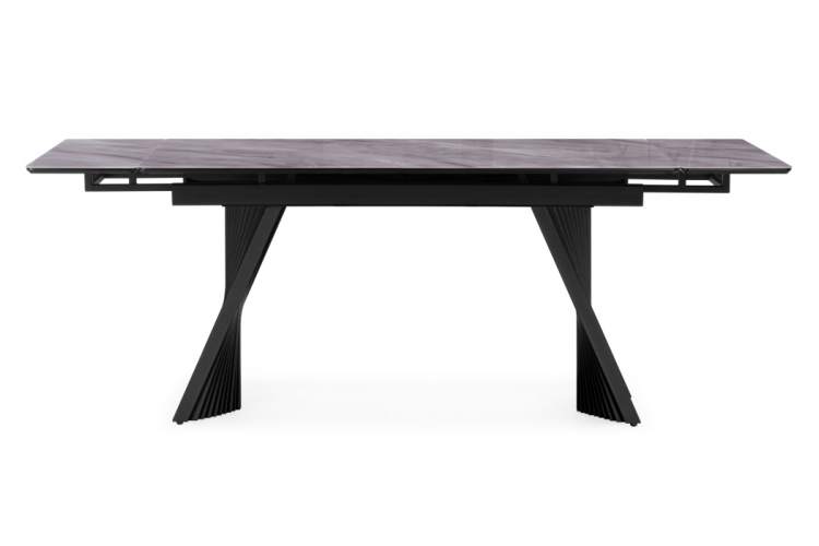 Стол стеклянный Вейв 140(200)х80 кристл серый мрамор / черный-10