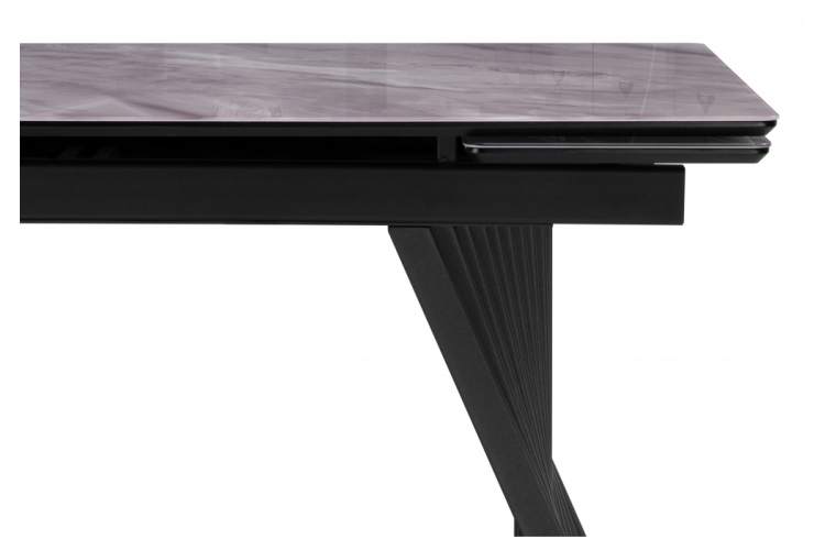 Стол стеклянный Вейв 140(200)х80 кристл серый мрамор / черный-11