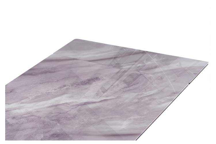 Стол стеклянный Вейв 140(200)х80 кристл серый мрамор / черный-13