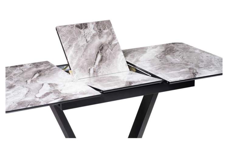 Стол стеклянный Бугун мрамор серый / черный-5