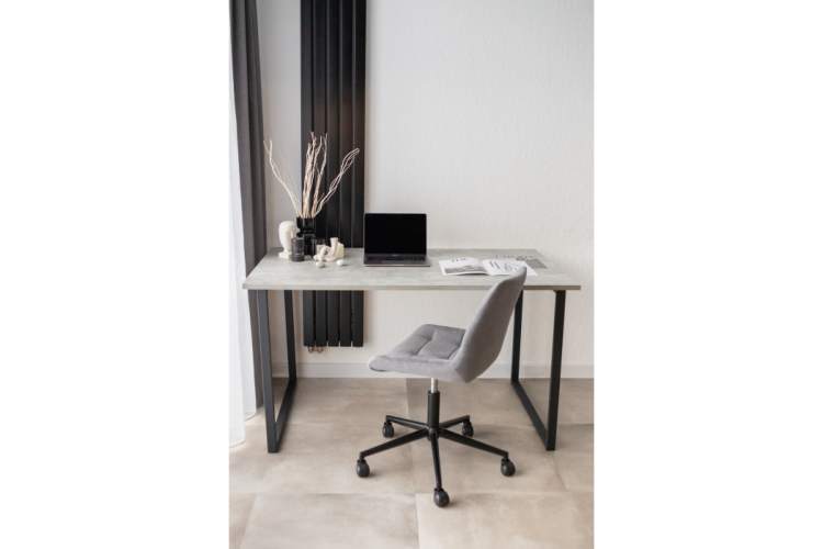 Стол деревянный Лиман 140 х 80 бетон светлый / черный матовый-2