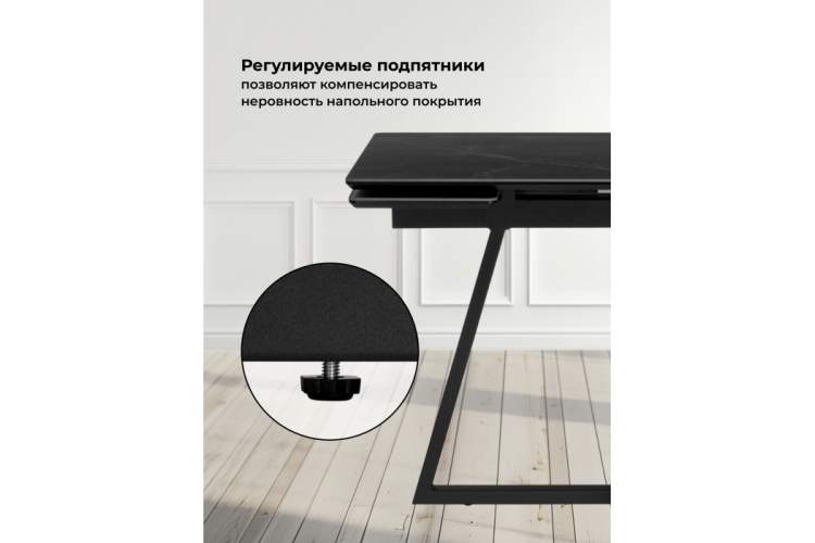 Керамический стол Памелла 140(200)х80 черный мрамор shakespeare black / черный-5