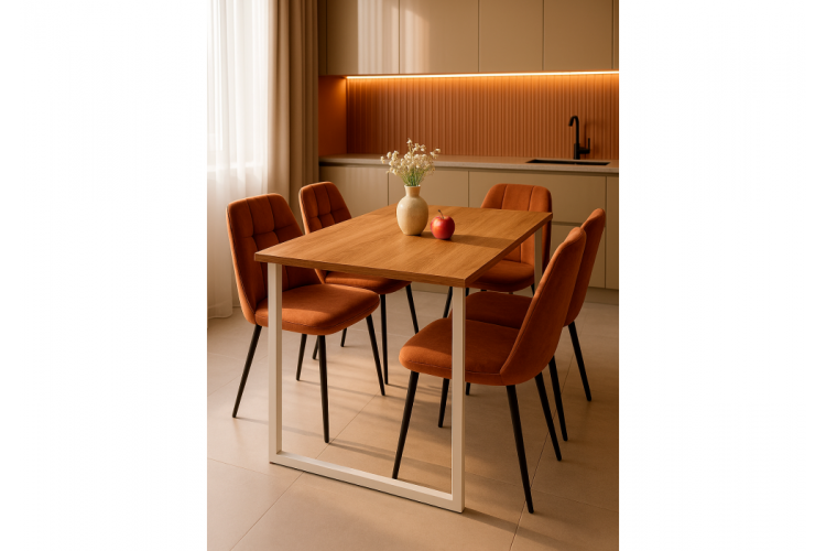 Стол деревянный Лиман 140 x 80 дуб крафт золотой / белый матовый-1