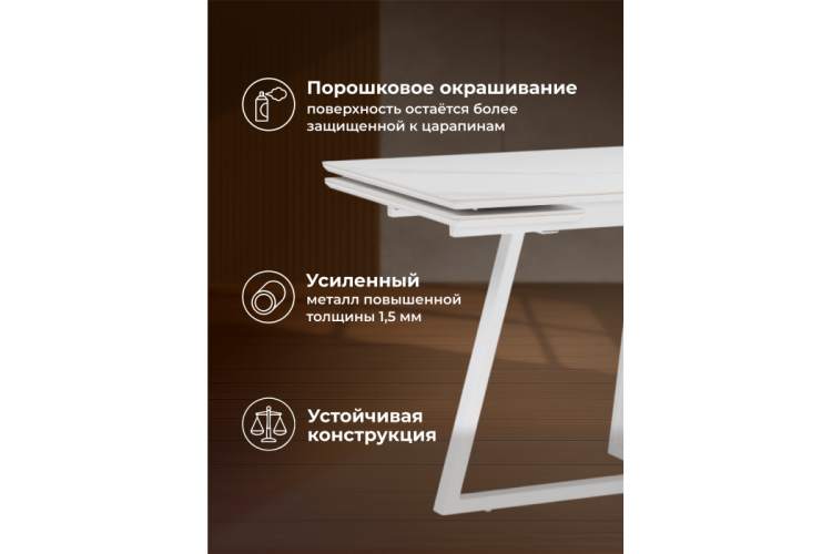 Керамический стол Памелла 140 (200) х 80 белый мрамор alpin white / snow white / белый-5