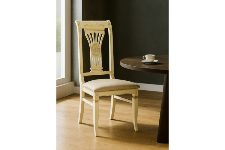 Стул деревянный Roy слоновая кость / золото патина-1