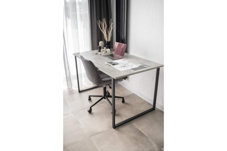 Стол деревянный Лиман 140 х 80 бетон светлый / черный матовый-3