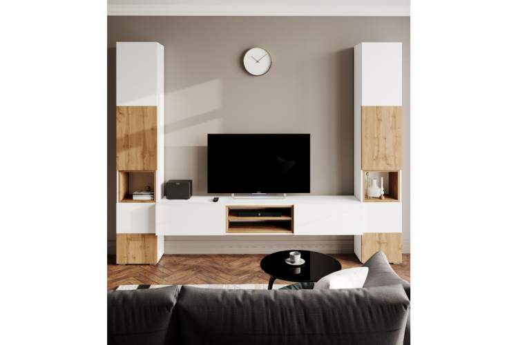 Готовая гостиная Лонгфорд комплектация 1 белый / дуб вотан