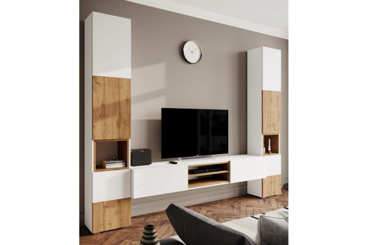 Готовая гостиная Лонгфорд комплектация 1 белый / дуб вотан-7