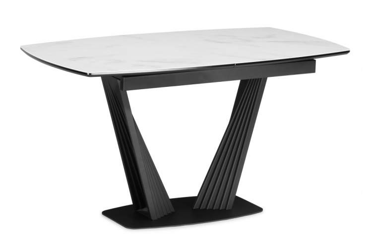 Стол стеклянный Вейл 140(180)х80 кристл статуарио / черный