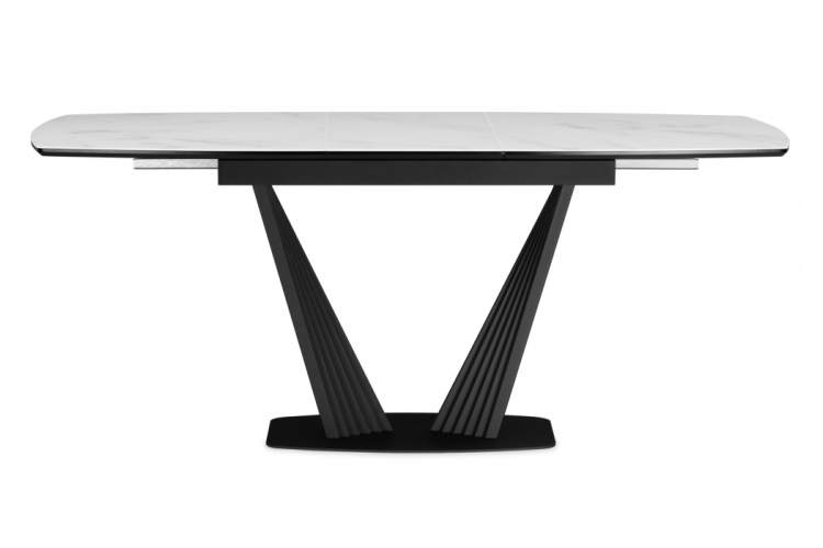 Стол стеклянный Вейл 140(180)х80 кристл статуарио / черный-8