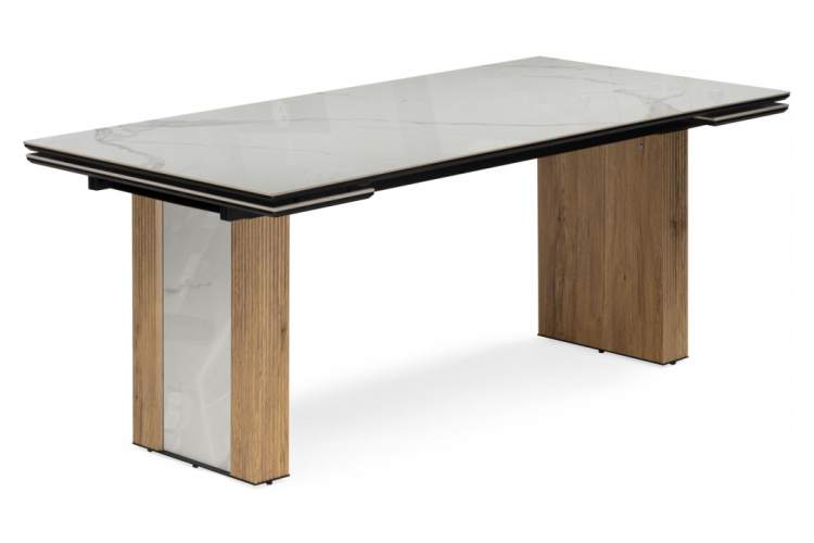 Керамический стол Бернардо 180x90 statuario titan gloss / дуб монтана