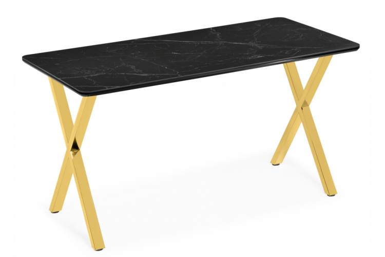 Керамический стол Селена 3 180х90 черный мрамор / золото