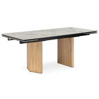 Керамический стол Монерон 180(240)x90 calacatta gold / дуб монтана