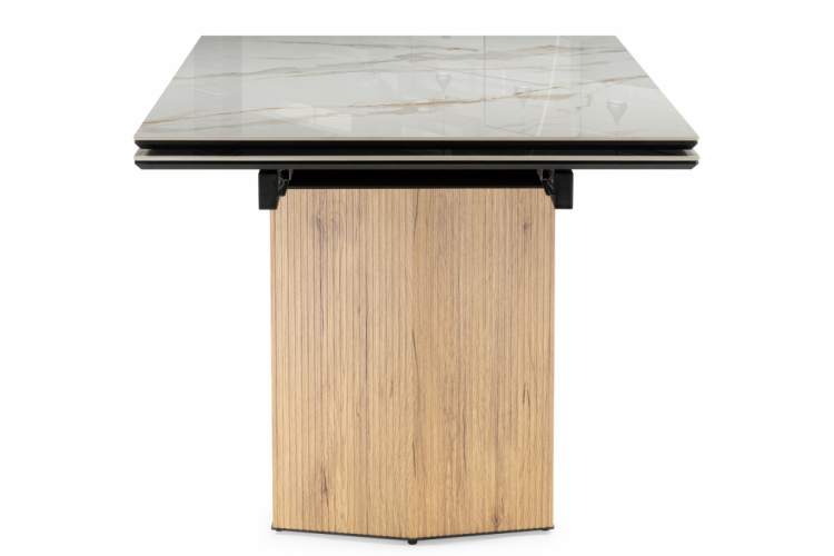 Керамический стол Монерон 180(240)x90 calacatta gold / дуб монтана-9