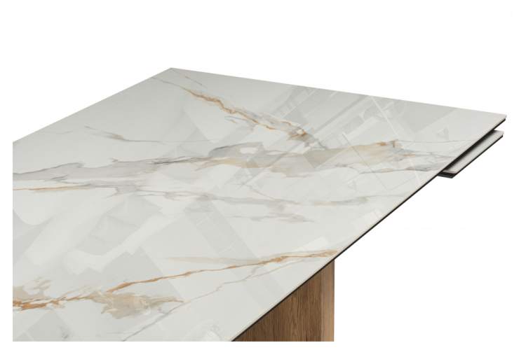 Керамический стол Монерон 180(240)x90 calacatta gold / дуб монтана-12