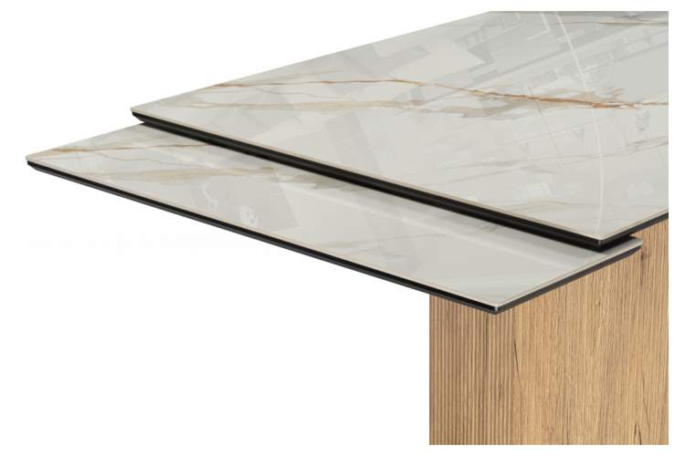 Керамический стол Монерон 180(240)x90 calacatta gold / дуб монтана-13