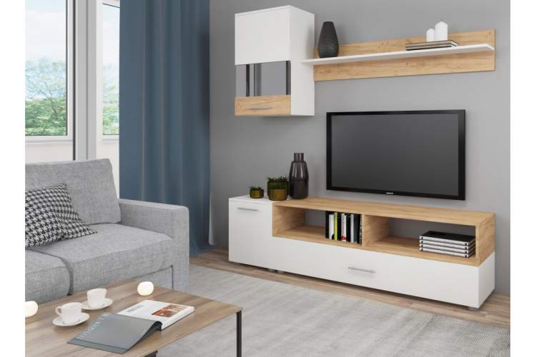 Готовая гостиная Алонсо белая / дуб золотой