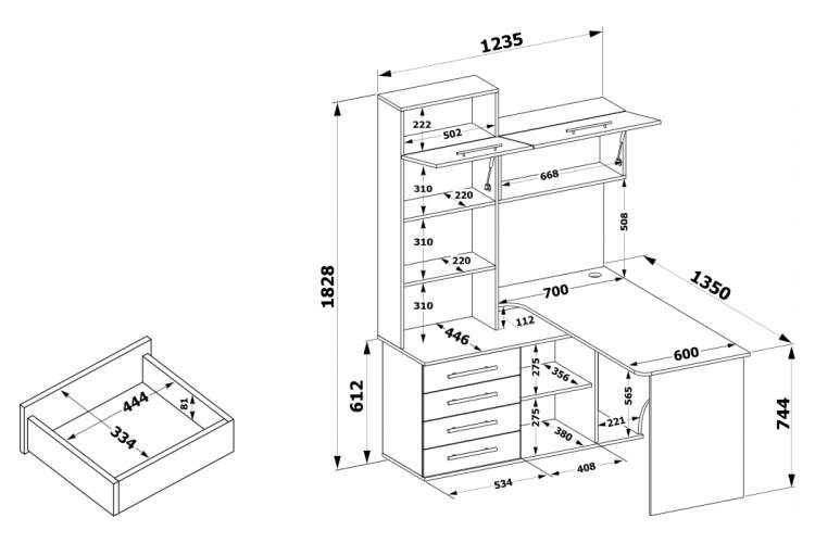 Компьютерный стол КСТ-14.1Л белый левый-1