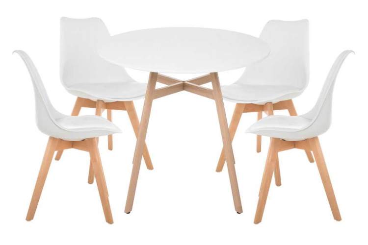 Номиа 90 white / wood Обеденная группа