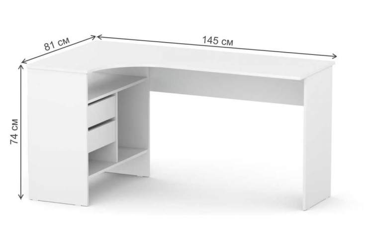 Компьютерный стол СПм-25 левый белый-1
