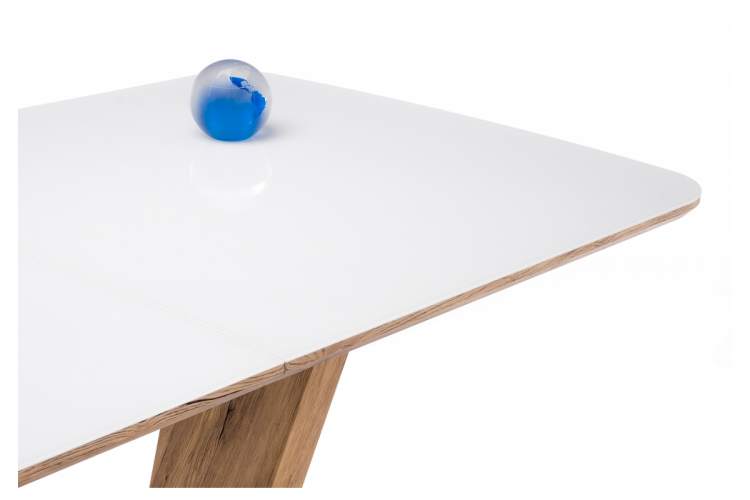 Стол стеклянный на тумбе Петир 160 белый / дуб монтана-2