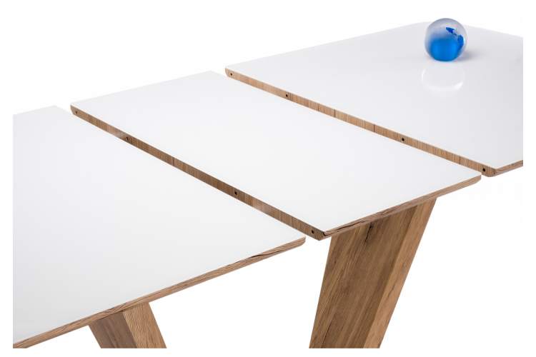 Стол стеклянный на тумбе Петир 160 белый / дуб монтана-3