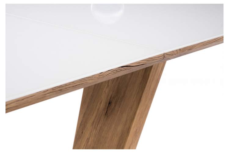 Стол стеклянный на тумбе Петир 160 белый / дуб монтана-4