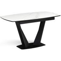 Керамический стол Вейл 160(205)х89 белый мрамор snow white / черный