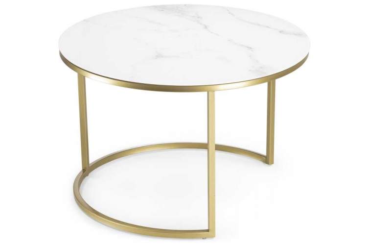 Журнальный стол Плумерия белый мрамор / золото-1