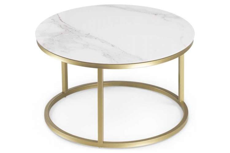 Журнальный стол Плумерия белый мрамор / золото-2