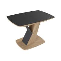 Стол деревянный Гарда Тип 1 дуб крафт золотой / стекло матовое чёрный графит