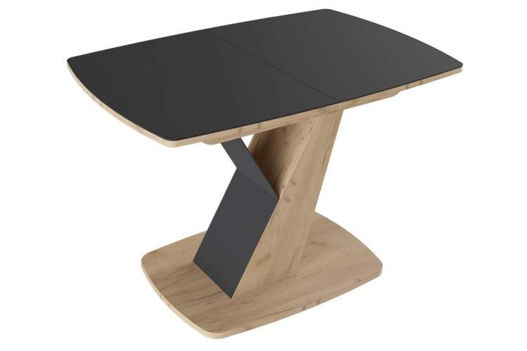 Стол деревянный Гарда Тип 1 дуб крафт золотой / стекло матовое чёрный графит