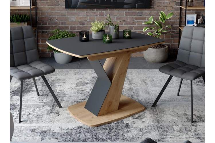 Стол деревянный Гарда Тип 1 дуб крафт золотой / стекло матовое чёрный графит-3