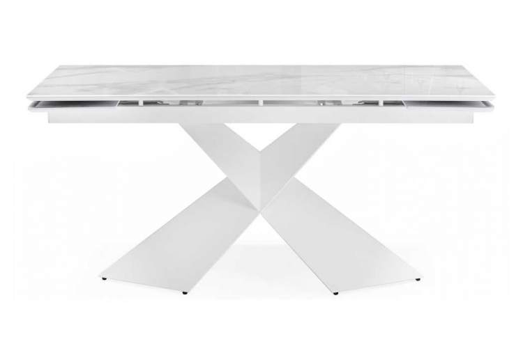 Стол стеклянный Хасселвуд 160(220)х90х77 белый мрамор / белый-1
