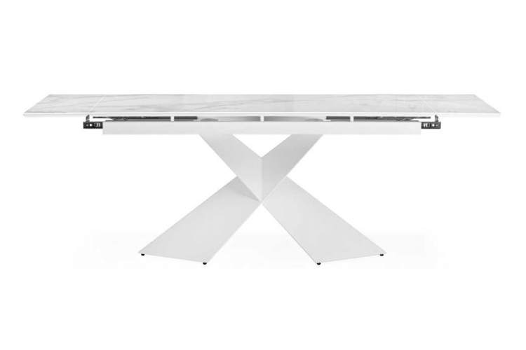 Стол стеклянный Хасселвуд 160(220)х90х77 белый мрамор / белый-2