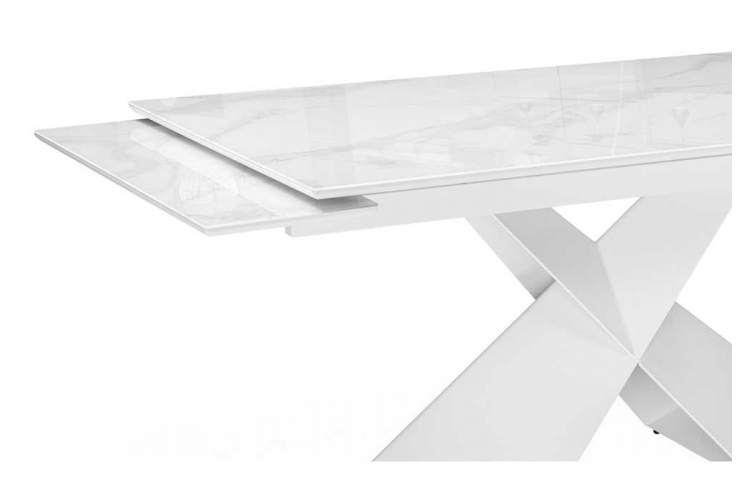 Стол стеклянный Хасселвуд 160(220)х90х77 белый мрамор / белый-4
