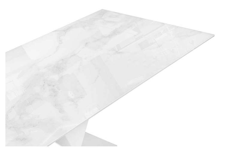 Стол стеклянный Хасселвуд 160(220)х90х77 белый мрамор / белый-5