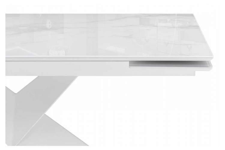 Стол стеклянный Хасселвуд 160(220)х90х77 белый мрамор / белый-6