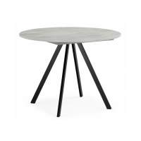 Стол деревянный Карпер 90(120) бетон метрополитан / черный матовый