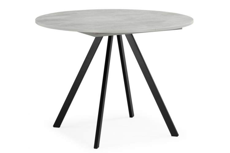 Стол деревянный Карпер 90(120) бетон метрополитан / черный матовый