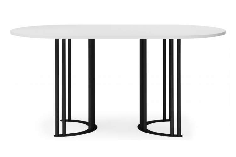 Стол деревянный Хьюго О 160 х 90 белая шагрень пленка / черные ноги-8