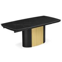 Керамический стол Бовер 180(220)x90 черный мрамор / черный / дуб натуральный