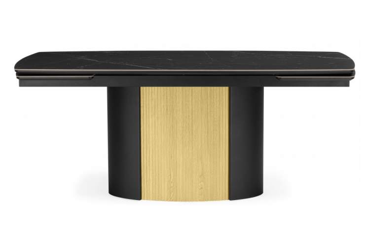 Керамический стол Бовер 180(220)x90 черный мрамор / черный / дуб натуральный-1