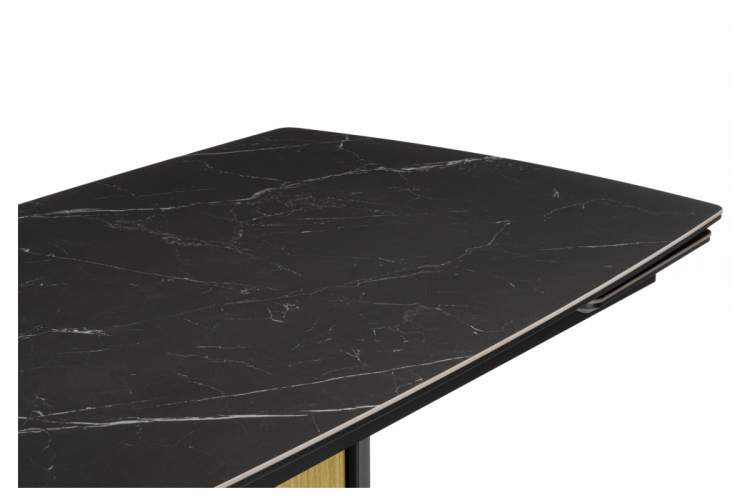 Керамический стол Бовер 180(220)x90 черный мрамор / черный / дуб натуральный-4