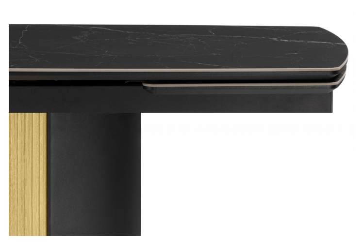 Керамический стол Бовер 180(220)x90 черный мрамор / черный / дуб натуральный-5