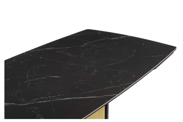 Керамический стол Бовер 180(220)x90 черный мрамор / черный / дуб натуральный-7