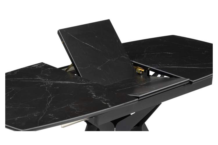 Керамический стол Риполь 160(205)х89 черный мрамор shakespeare black / черный-13
