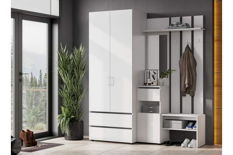 Прихожая Валенсия комплектация 1 белый текстурный